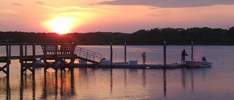 Father and daughter fishing at sunset 2012.
Just steps out the back door.