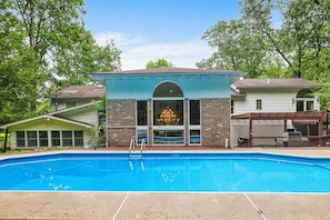 Large 44 Foot heated pool with 9 foot deep-end, available April - November 