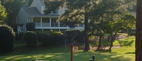 You can almost tee off from the porch!  One par 4 away from PCC Clubhouse.