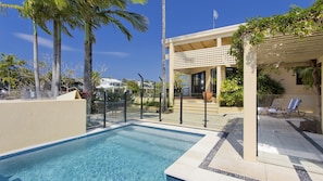 A newly renovated pool with solar heating