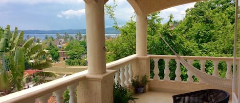 Beautiful views of ocean, mountain and the village, from main balcony.