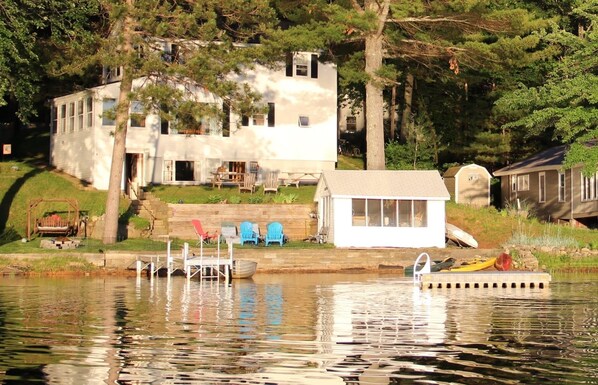 Waterfront paradise on Shaws Pond -   looking back at the house from the water.