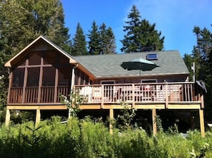 Looking up towards deck