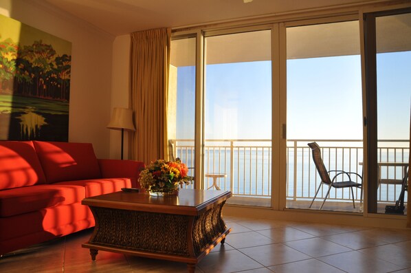 Living Room and Beachfront Balcony