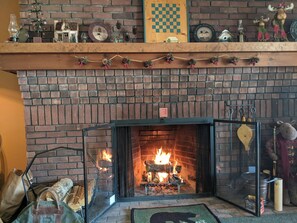 Fireplace from Living area couch