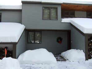 Front of condo in the winter