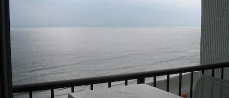 Oceanfront Balcony off LR, sandy beach below