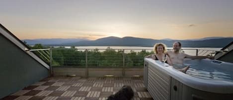 Attic Porch, hottub and view