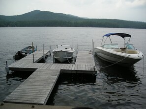 The center and left slips are open to our renters, the SeaRay stays on the dock