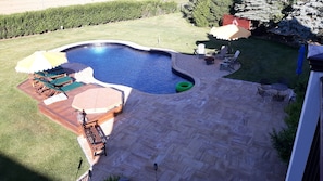 Views from 2nd floor, all new saltwater pool and sandstone teakwood patio