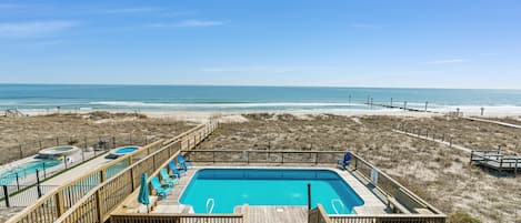 Pool view from master private deck on thir floor. 