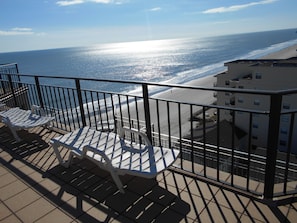 Private 1000 Sq foot Wraparound Oceanfront Sun Deck with New Tile and Awnings