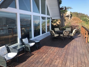 Spacious deck with full lake views.