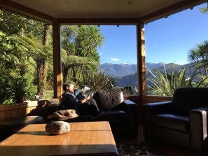 Bay window reading area with a view