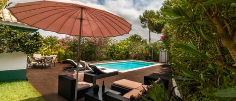 Panoramic view from garden and pool