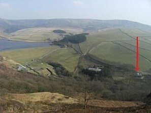 Farlands (arrowed) and Kinder Reservoir