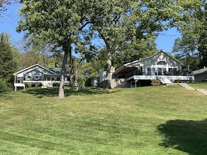 View of sister villas looking up from the beach