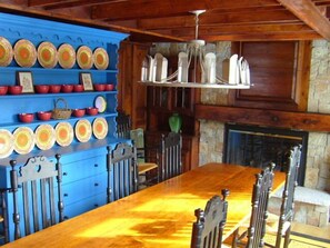 Antiqued Dining Room with view of Mt Snow