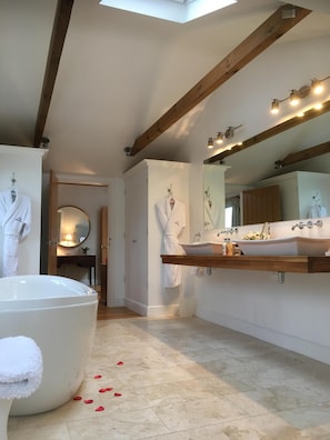 Bathroom which also has walk in shower

