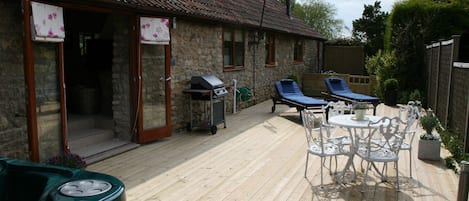 Decked area with hot-tub and BBQ