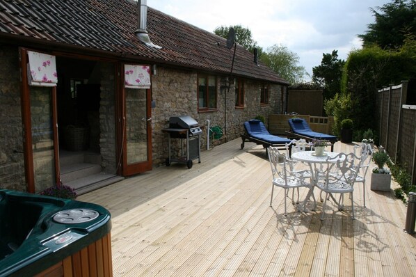 Decked area with hot-tub and BBQ