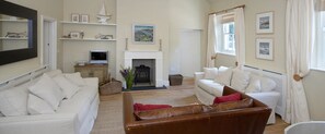 Sitting Room Coast Cottage Oak flooring and Woodburner