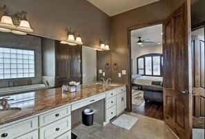 Master Bathroom - Double Vanity, toilet room, jetted but and shower plus master walk in closet