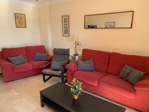 Living room with double sofa bed