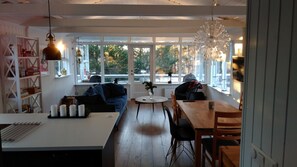 Kitchen, dining and living room
