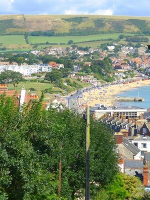 View of Swanage's own beach  from bedroom