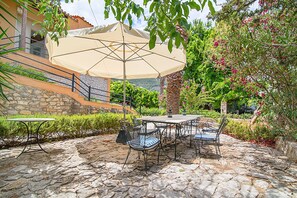 Outdoor dining area front