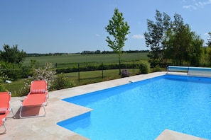 Lovely views from the pool over fields 