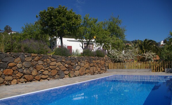 7m x 3m Gated swimming pool situated on the lower garden terrace