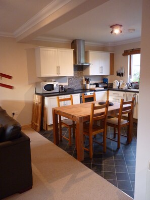 Looking into the kitchen area