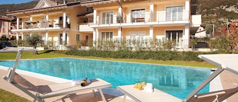 Village Centre, Lake View Pool Apartment, Lenno as viewed from the pool.