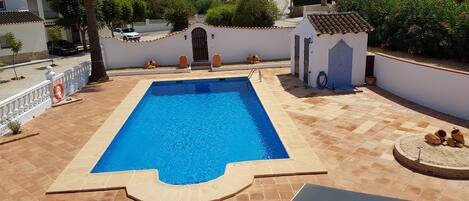 View of the pool from the roof terrace