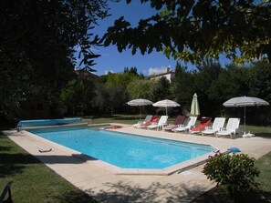 The pool in the back garden, viewed from the pool terrace