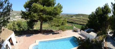 View across the pool to Moraira