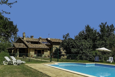 Restored farmhouse with heated and child friendly swimming pool