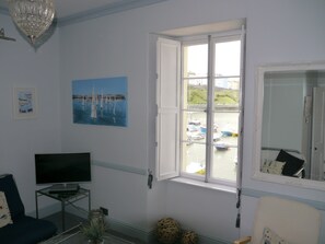 Lounge: sofa, armchair, t.v. and  THE VIEW!