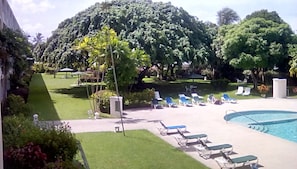 View left from our balcony to pool and large gardens