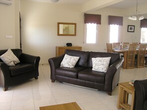 Open plan living and dining room.