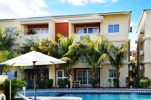 Apartment B6 top right overlooking the swimming pool