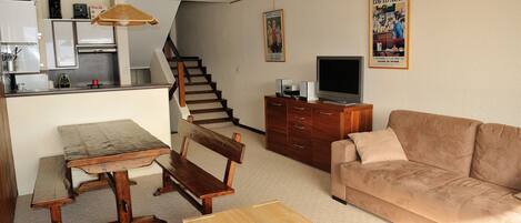 Living room with convertible sofa bed.