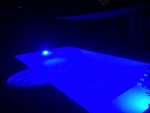 Huzur Villa Pool at Night.