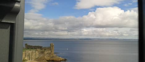 Panoramic views of St Andrews Castle and the beaches from our house