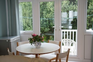 dining area with french patio doors 