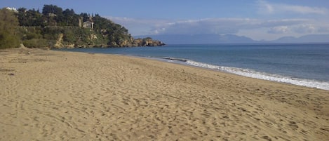 Beach below house