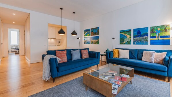 Our comfortable living area with a clean decoration #airbnb #lisbon #apartment