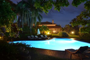 Lighted pool at night